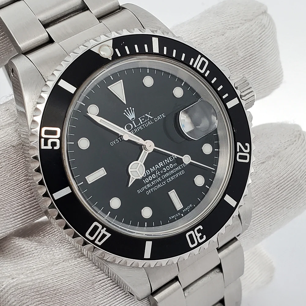 Rolex Submariner Date 40mm Black Dial Stainless Steel Watch 16610 Box Papers - Image 2