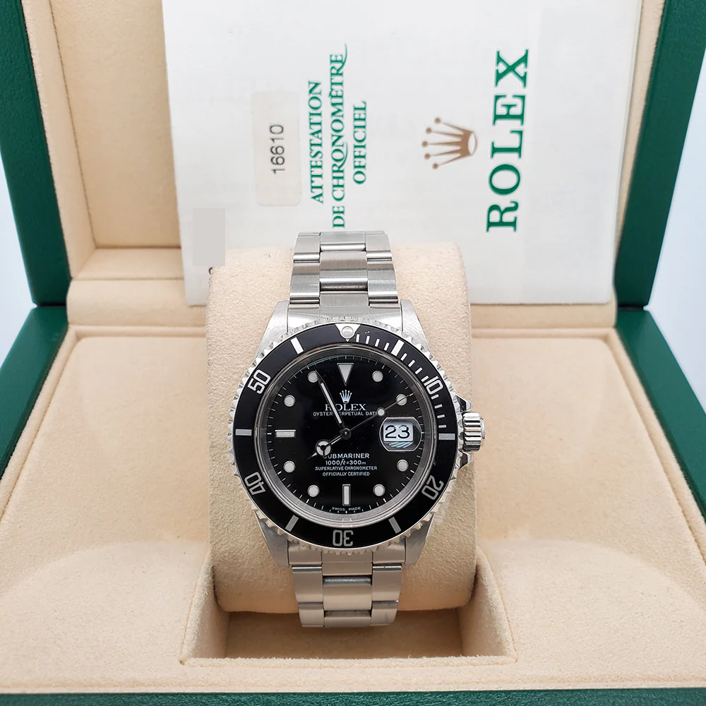Rolex Submariner Date 40mm Black Dial Stainless Steel Watch 16610 Box Papers - Image 3