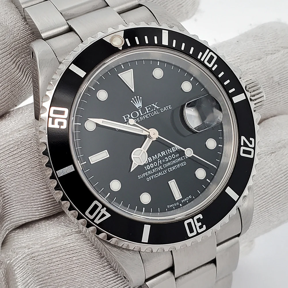 Rolex Submariner Date 40mm Black Dial Stainless Steel Watch 16610 Box Papers - Image 2