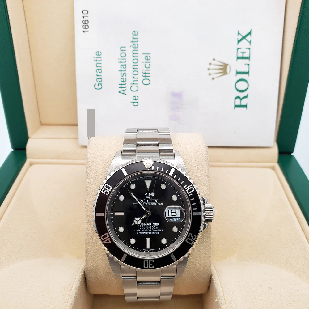 Rolex Submariner Date 40mm Black Dial Stainless Steel Watch 16610 Box Papers - Image 3