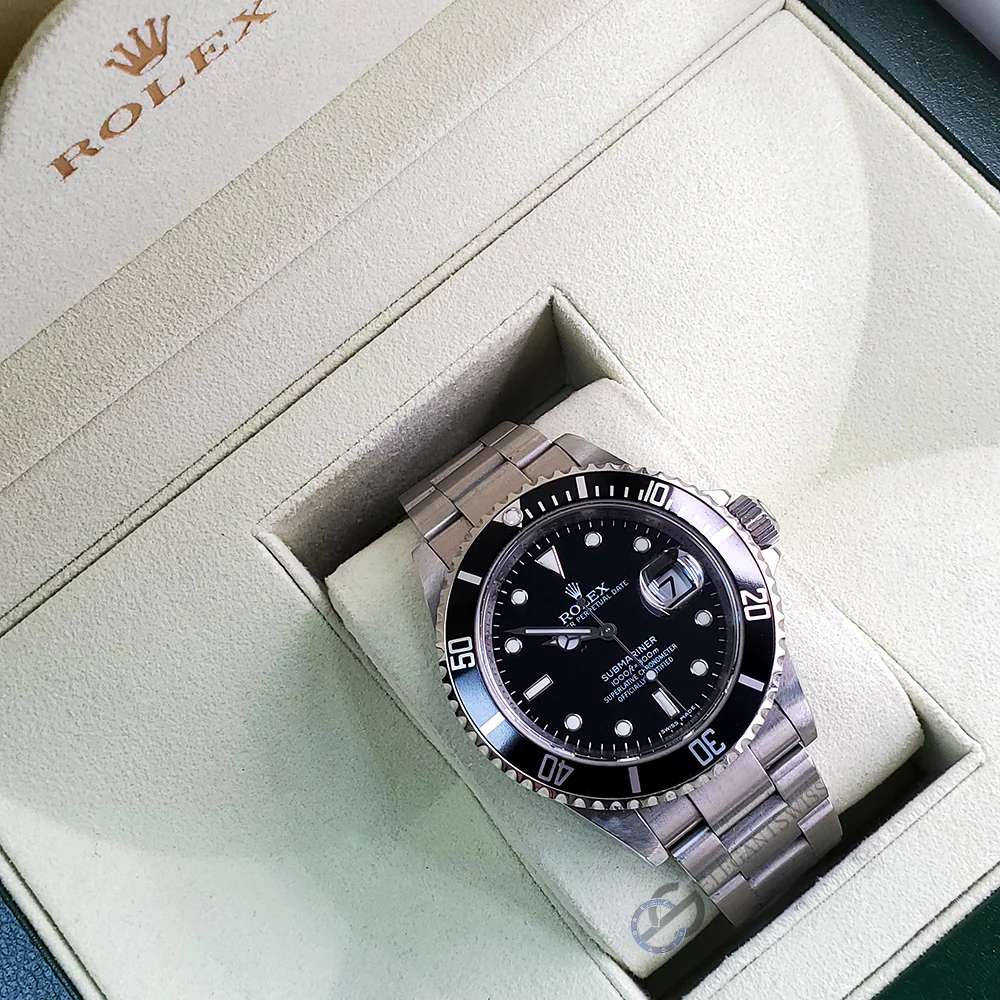 Rolex Submariner Date 40mm Black Dial Stainless Steel Watch 16610 Box Papers - Image 2