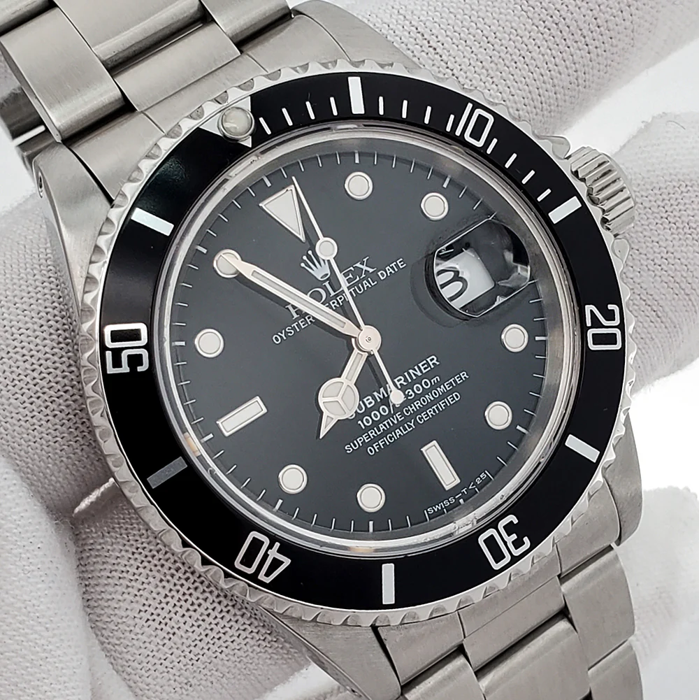 Rolex Submariner Date 40mm Black Dial Steel Oyster Watch 16610 Box Papers - Image 3