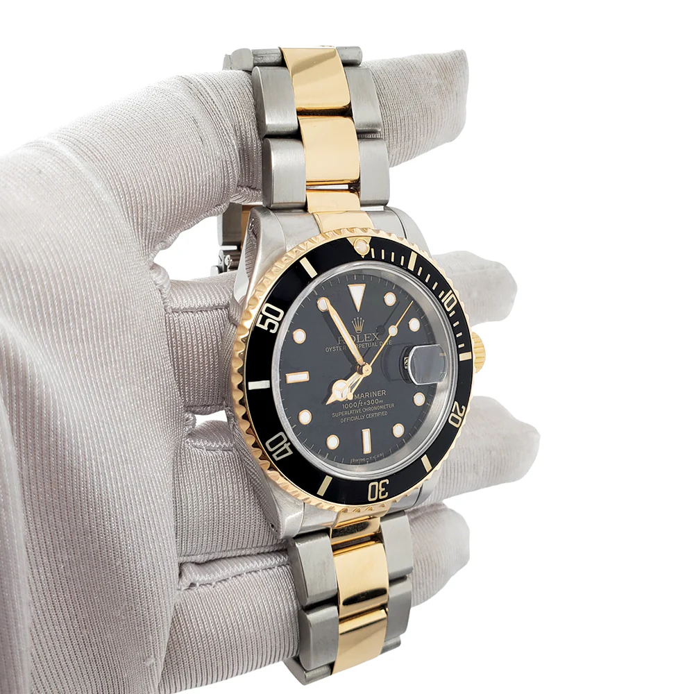 Rolex Submariner Date 40mm Black Dial Yellow Gold/Steel Watch 16613 Box Papers - Image 2