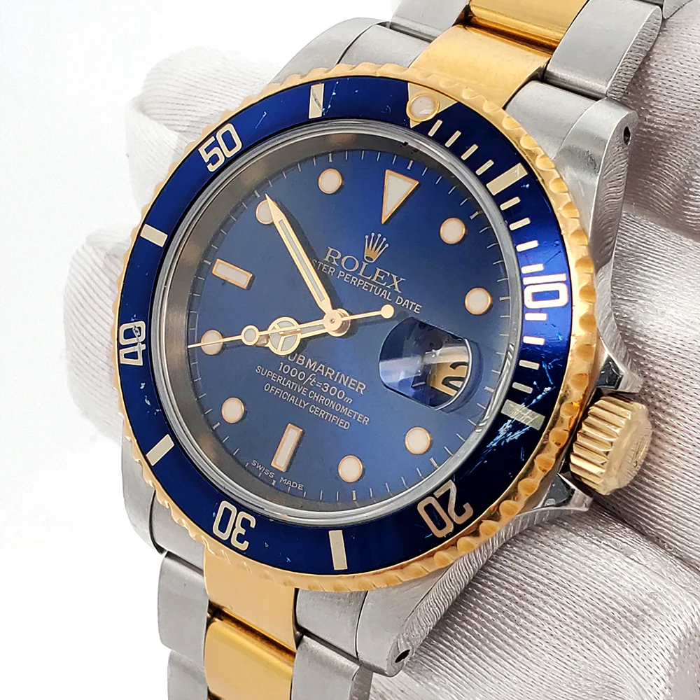 Rolex Submariner Date 40mm Blue Dial/Bezel 2-Tone Yellow Gold/Stainless Steel Watch 16613 Box Papers - Image 2