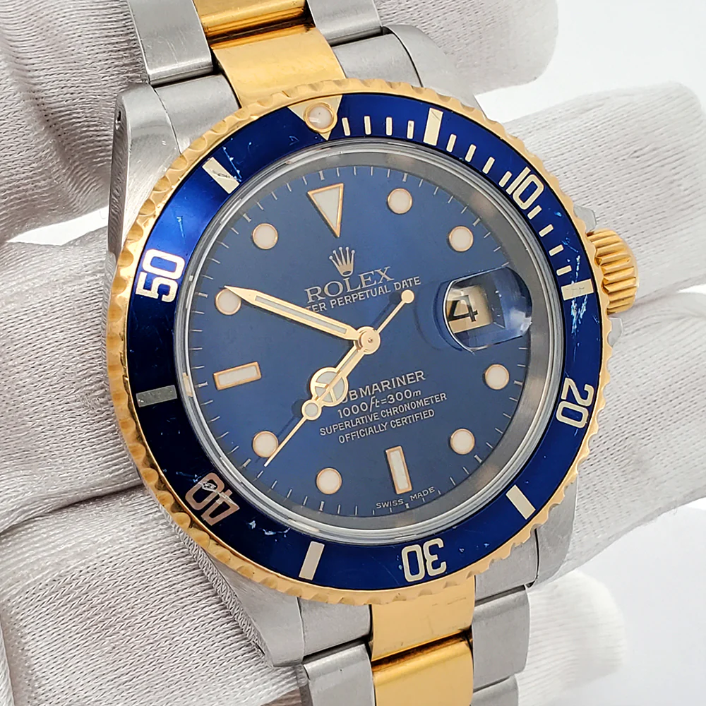 Rolex Submariner Date 40mm Blue Dial/Bezel 2-Tone Yellow Gold/Stainless Steel Watch 16613 Box Papers - Image 3