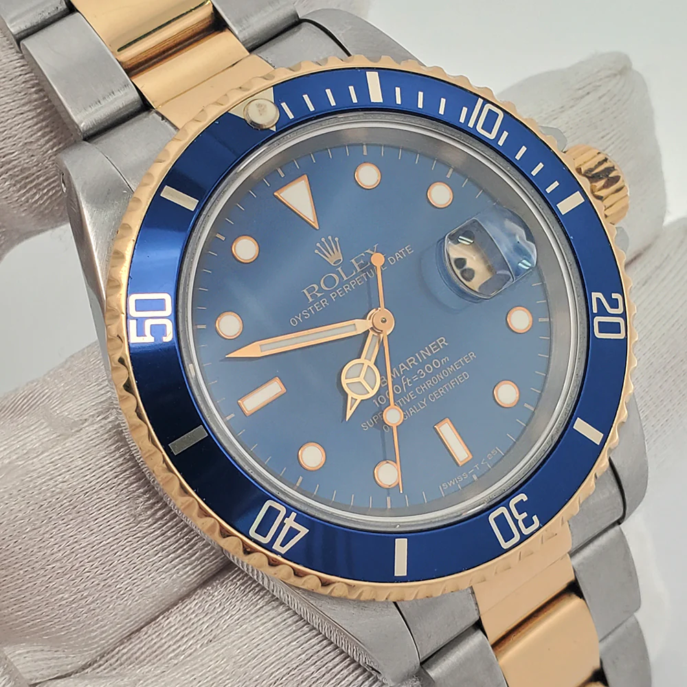 Rolex Submariner Date 40mm Blue Dial/Bezel 2-Tone Yellow Gold/Steel Watch 16613 - Image 2