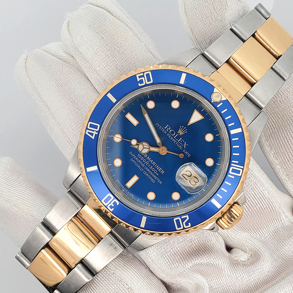 Rolex Submariner Date 40mm Blue Dial/Bezel 2-Tone Yellow Gold/Steel Watch 16613 - Image 3