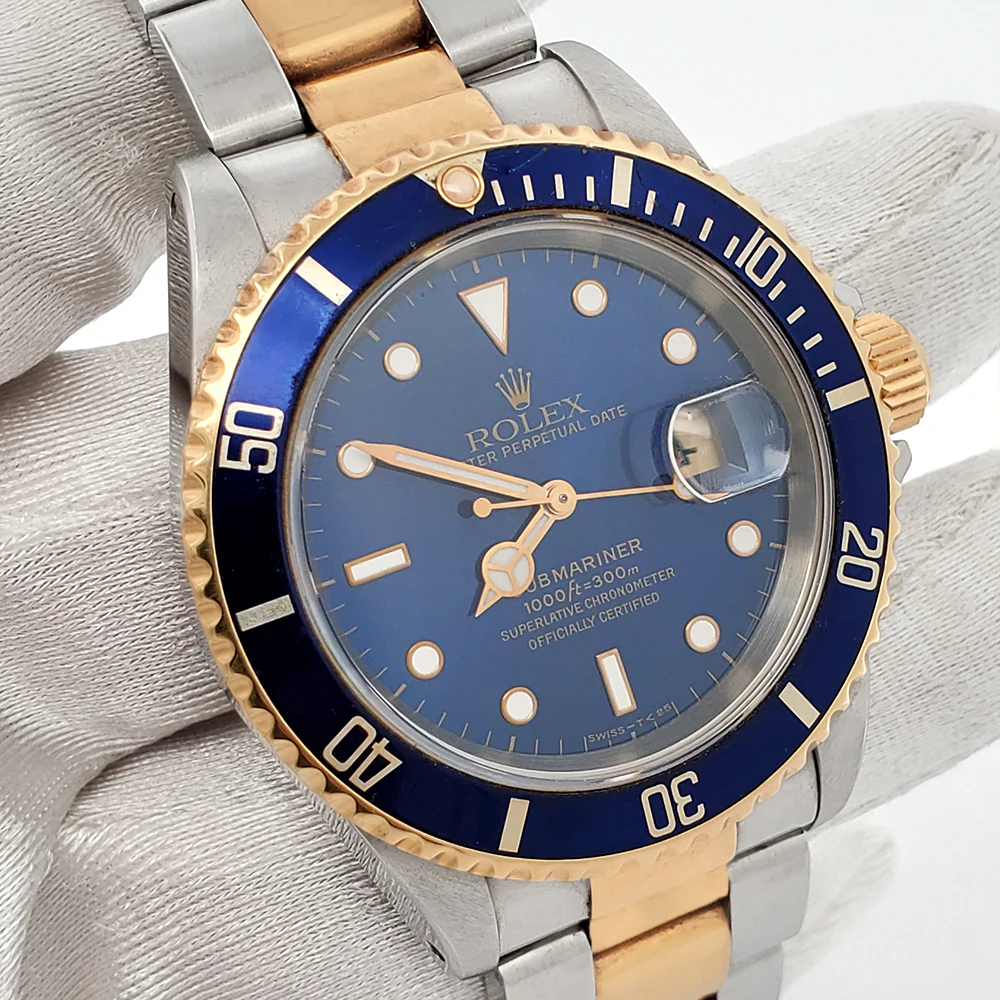 Rolex Submariner Date 40mm Blue Dial Yellow Gold/Stainless Steel Watch 16613 Box Papers - Image 3