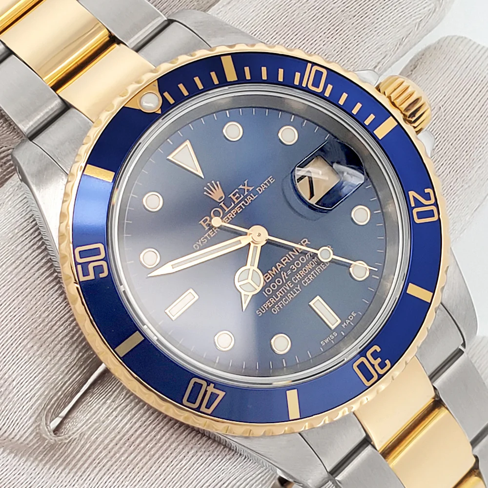 Rolex Submariner Date 40mm Blue Dial Yellow Gold/Steel Watch 16613 - Image 2