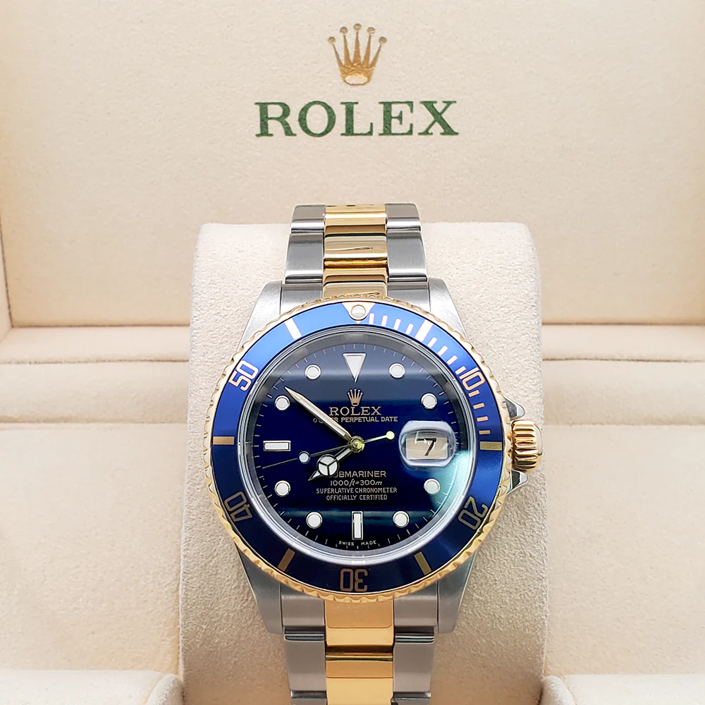 Rolex Submariner Date 40mm Blue Dial Yellow Gold/Steel Watch 16613 - Image 3