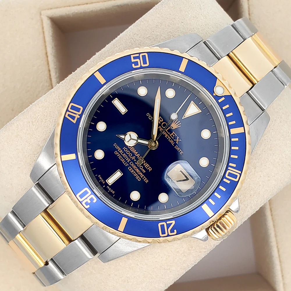 Rolex Submariner Date 40mm Blue Dial Yellow Gold/Steel Watch 16613 - Image 4