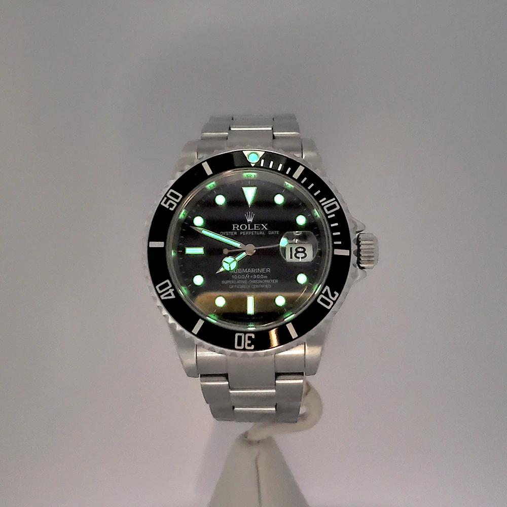 Rolex Submariner Date 40mm Engraved Rehaut Steel Watch 16610 Box Papers - Image 8