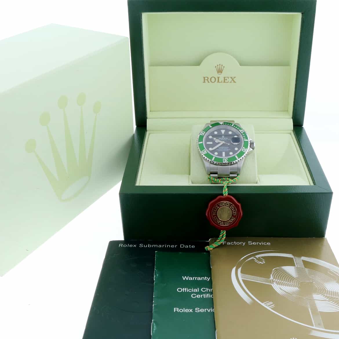 Rolex Submariner Date 40MM Green Bezel Automatic Stainless Steel Mens Oyster Watch 16610 - Image 3