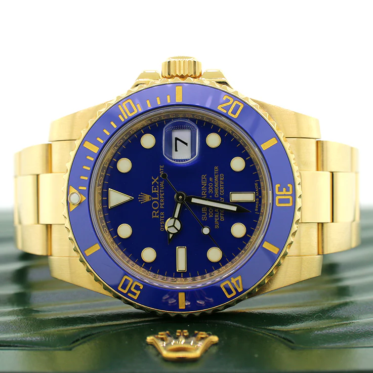 Rolex Submariner Date 40mm Yellow Gold Blue Ceramic Bezel/Dial Watch 116618 - Image 3