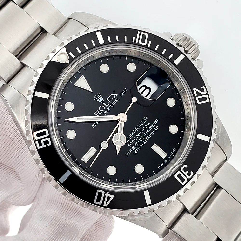 Rolex Submariner Date Engraved Rehaut 40mm Steel Oyster Watch 16610 Box Papers - Image 2
