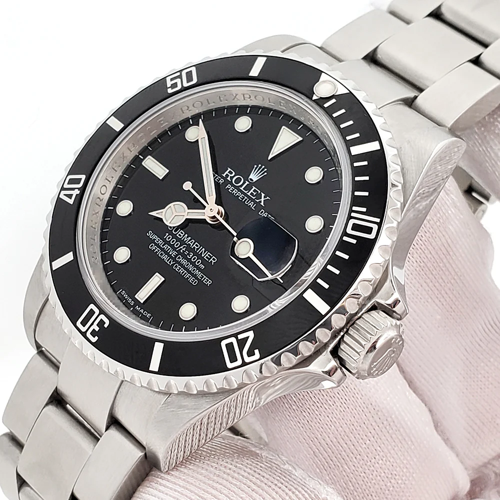 Rolex Submariner Date Engraved Rehaut 40mm Steel Oyster Watch 16610 Box Papers - Image 3