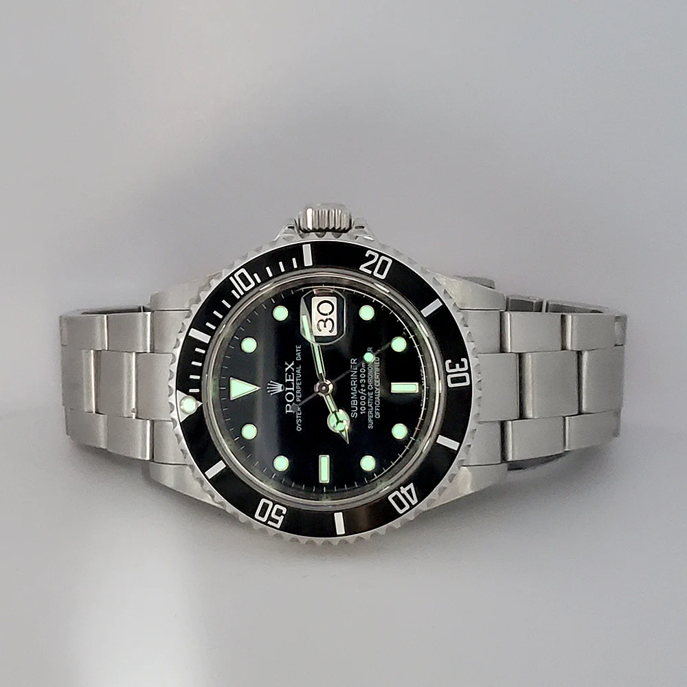 Rolex Submariner Date Engraved Rehaut 40mm Steel Oyster Watch 16610 Box Papers - Image 8