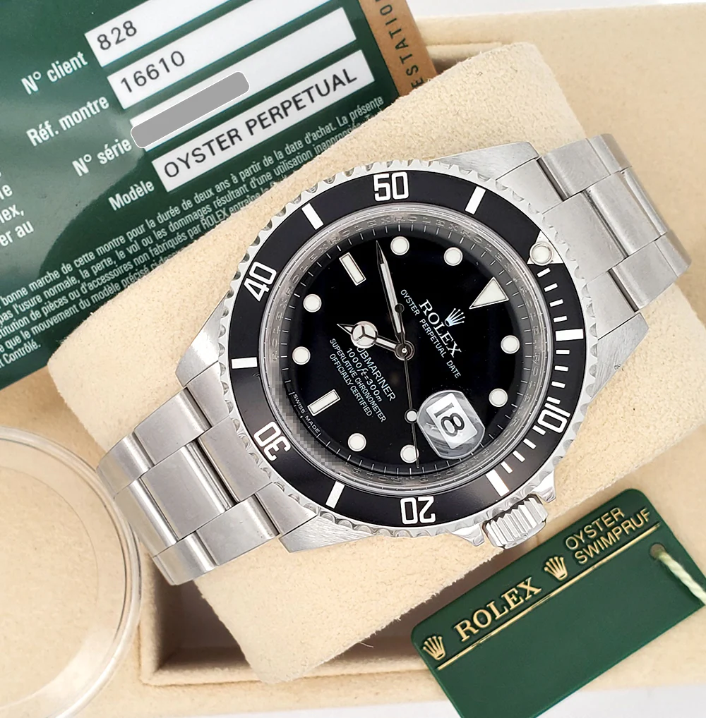 Rolex Submariner Date Engraved Rehaut 40mm Steel Oyster Watch 16610 Box/Papers/Tag - Image 2