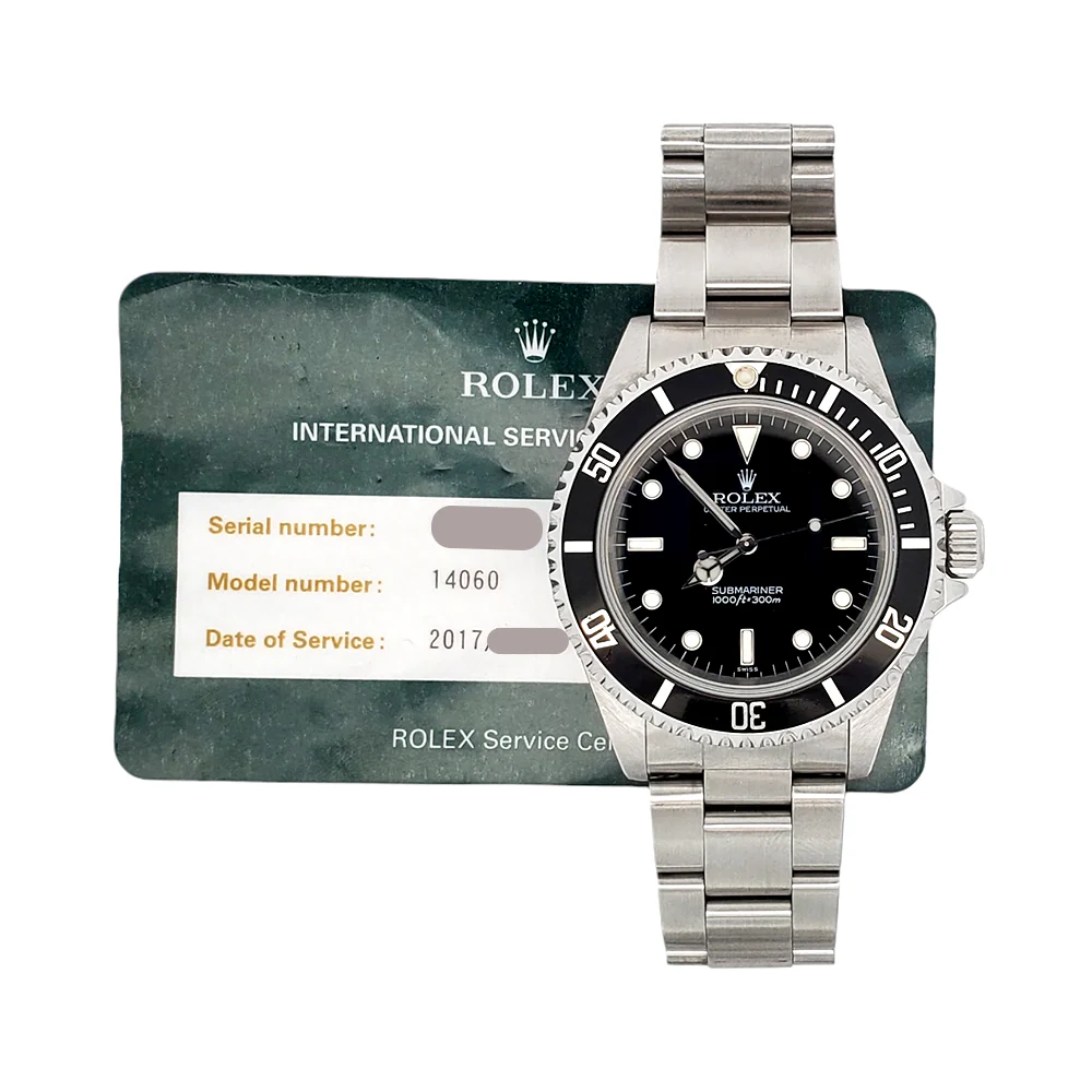 Rolex Submariner No-Date 2-Liner Black Dial Steel 40mm Watch 14060 Box Service Papers - Image 3
