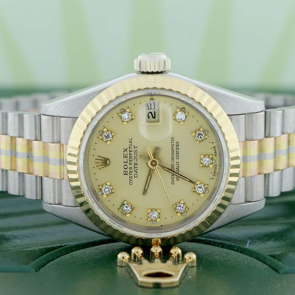 Rolex Tridor President Ladies Tri-Color 26MM Champagne Diamond Dial Watch 69179B - Image 2