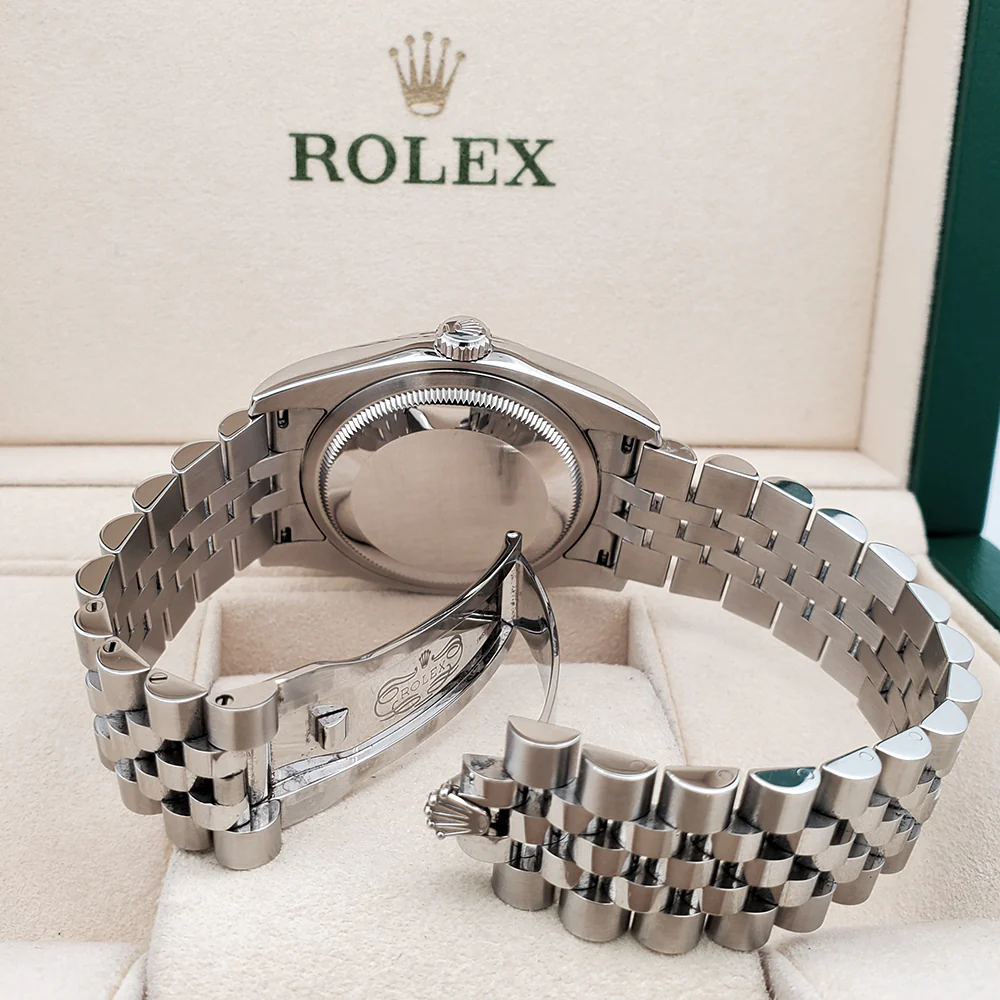 Rolex Tuxedo Dial Datejust White Gold Bezel 36mm Steel Watch 116234 Box Papers - Image 7