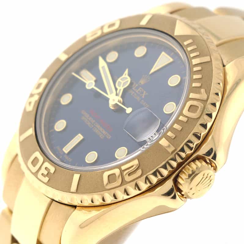 Rolex Yacht-Master 18K Yellow Gold Blue Dial Oyster 35MM Midsize Watch 168628 - Image 4