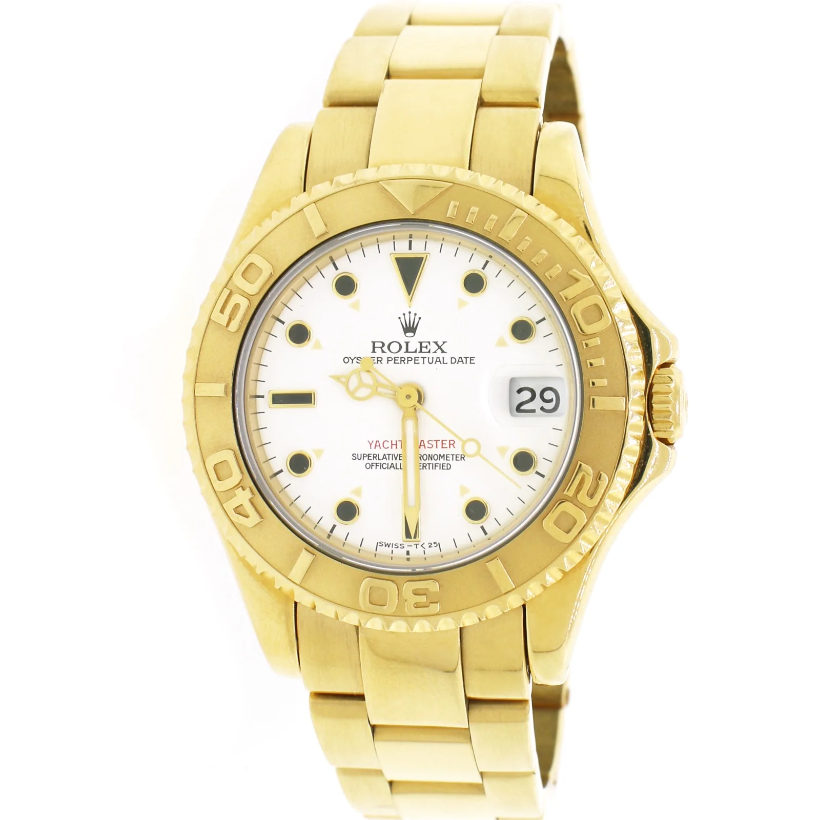 Rolex Yacht-Master Yellow Gold Midsize 35mm Automatic Watch 68628 Box Papers