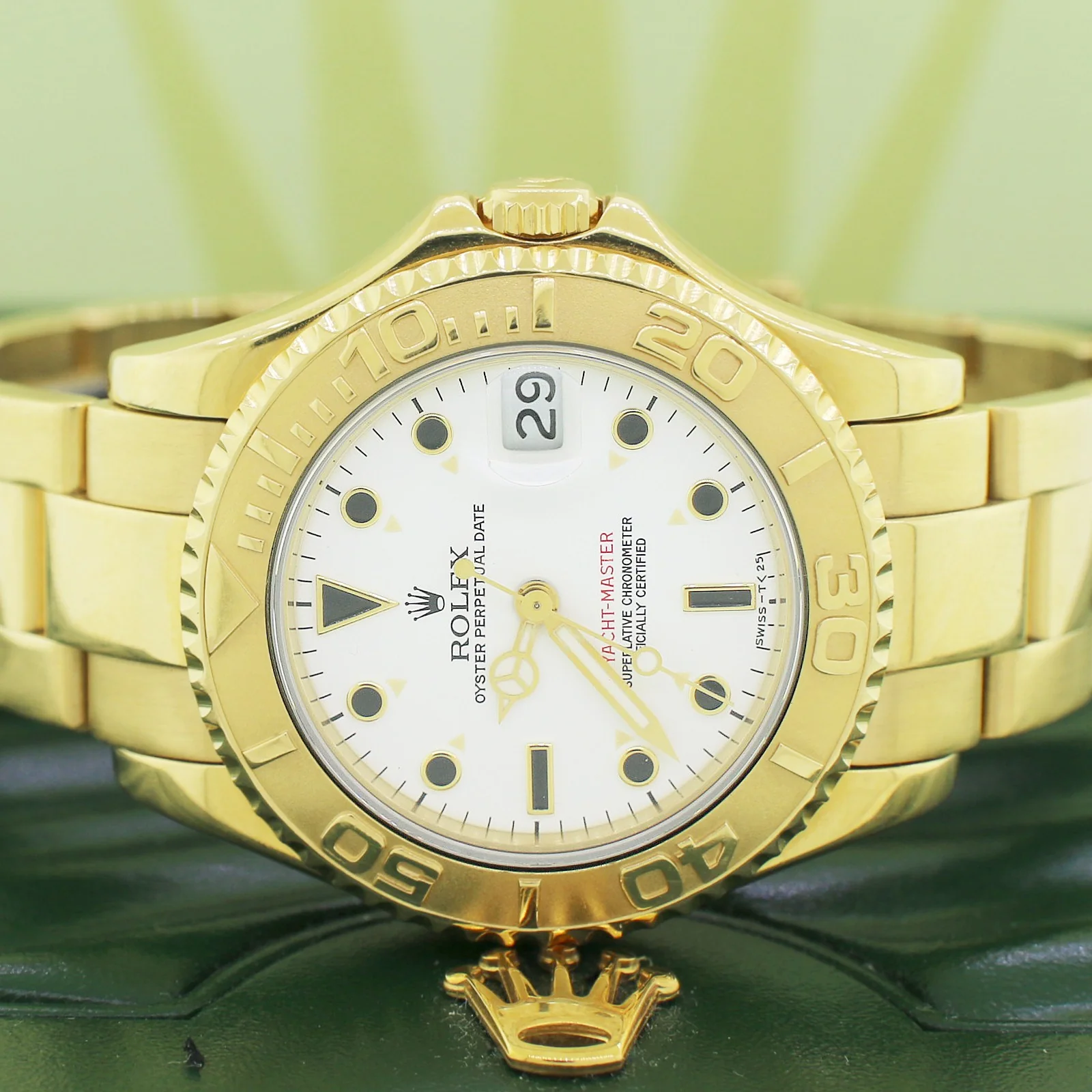 Rolex Yacht-Master Yellow Gold Midsize 35mm Automatic Watch 68628 Box Papers - Image 2