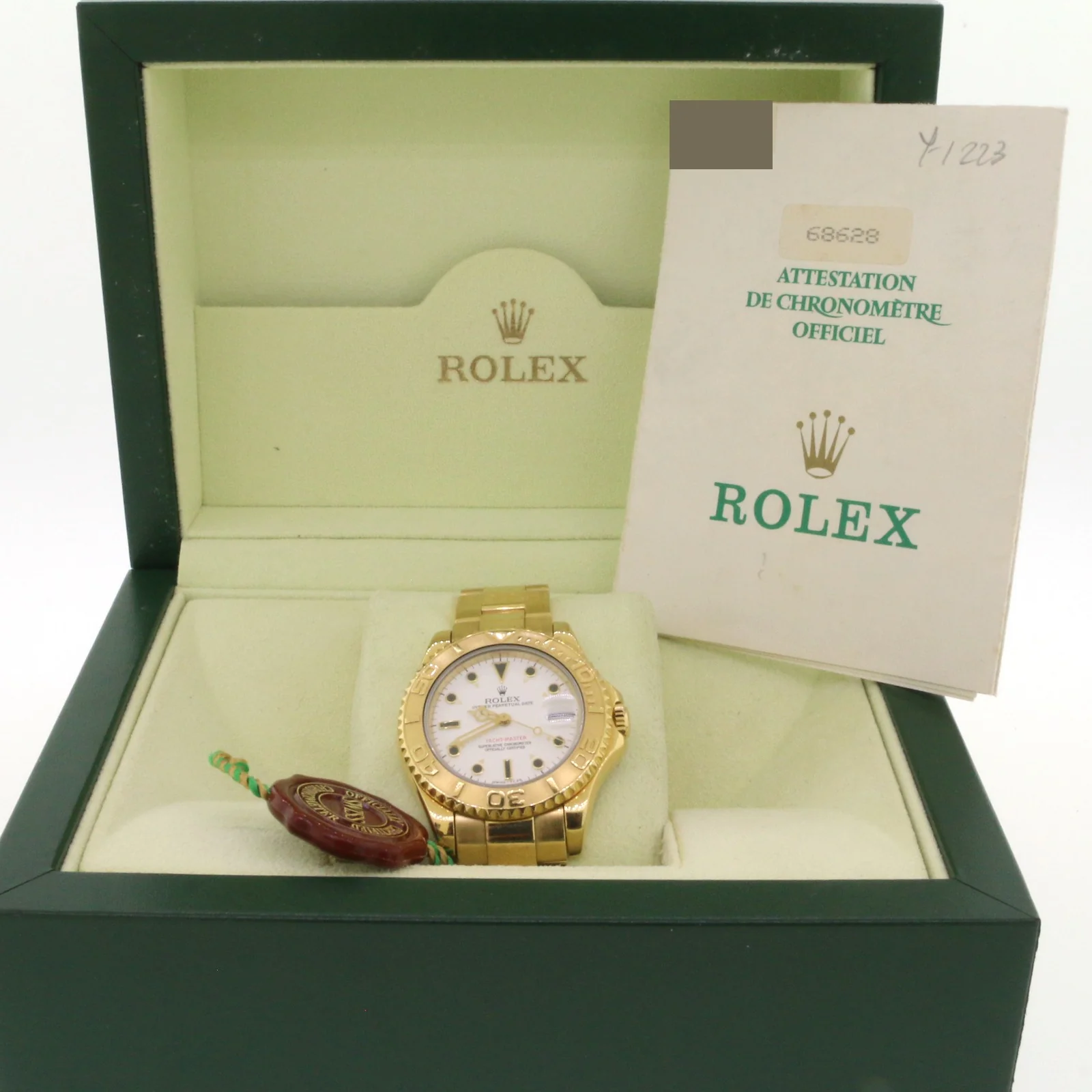 Rolex Yacht-Master Yellow Gold Midsize 35mm Automatic Watch 68628 Box Papers - Image 3