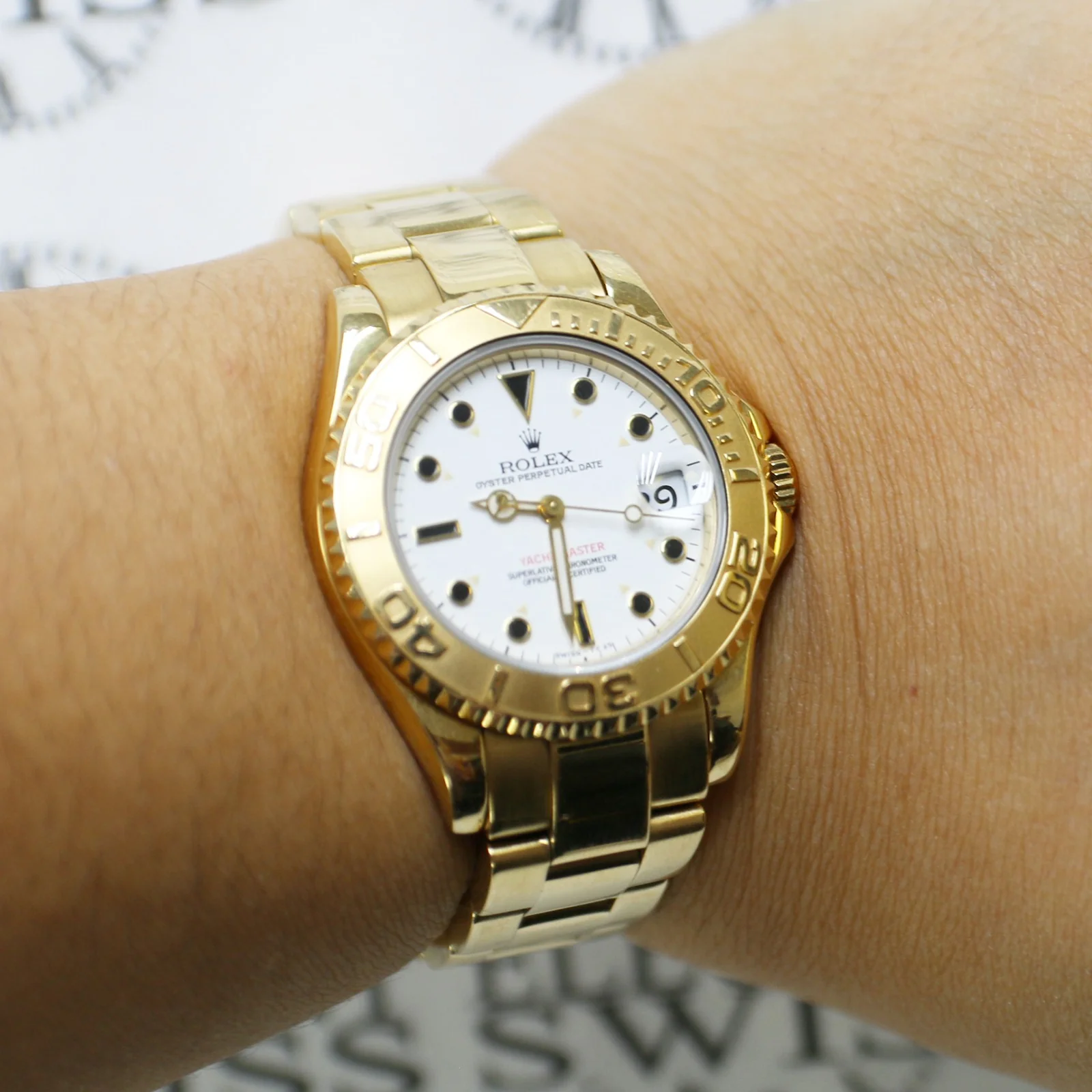 Rolex Yacht-Master Yellow Gold Midsize 35mm Automatic Watch 68628 Box Papers - Image 4