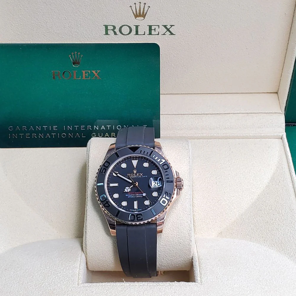 Rolex Yacht-Master 37mm 268655 Black Dial Oysterflex Strap Rose Gold Watch 2021 Box Papers - Image 6