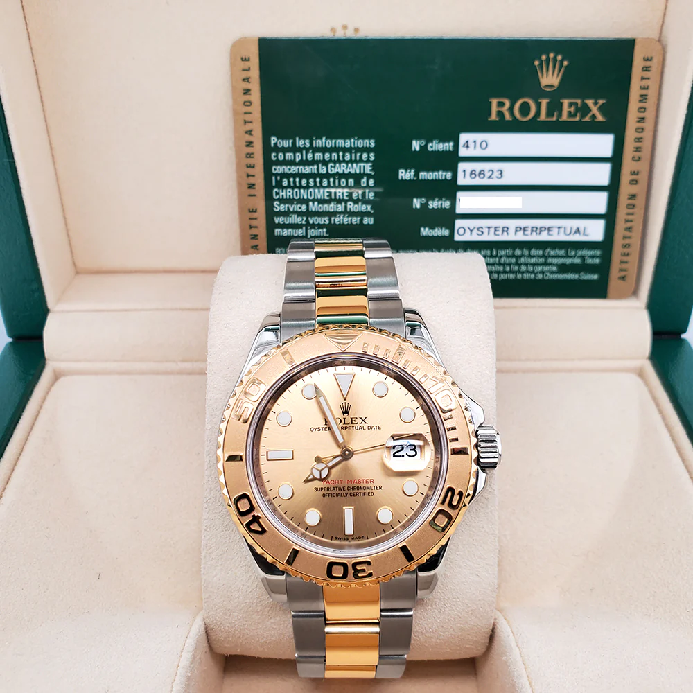 Rolex Yacht-Master 40mm Champagne Dial Yellow Gold/Steel Watch Box Papers 16623 - Image 3