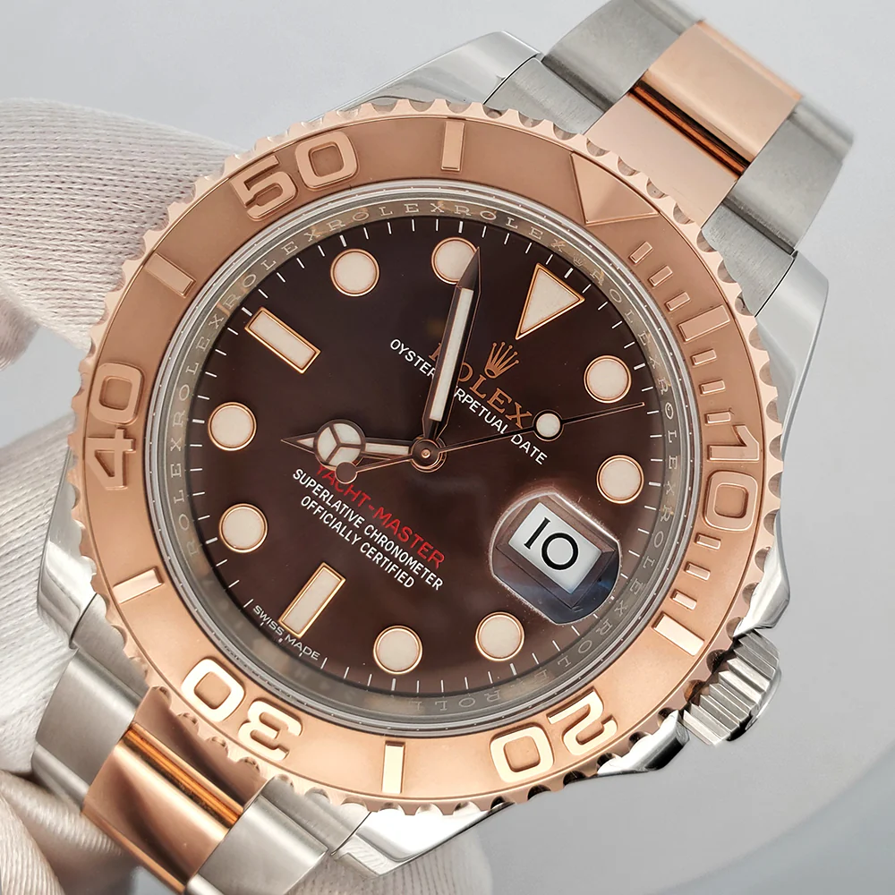 Rolex Yacht-Master 40mm Chocolate Dial 2-Tone Rose Gold/Steel Watch 116621 Box Papers