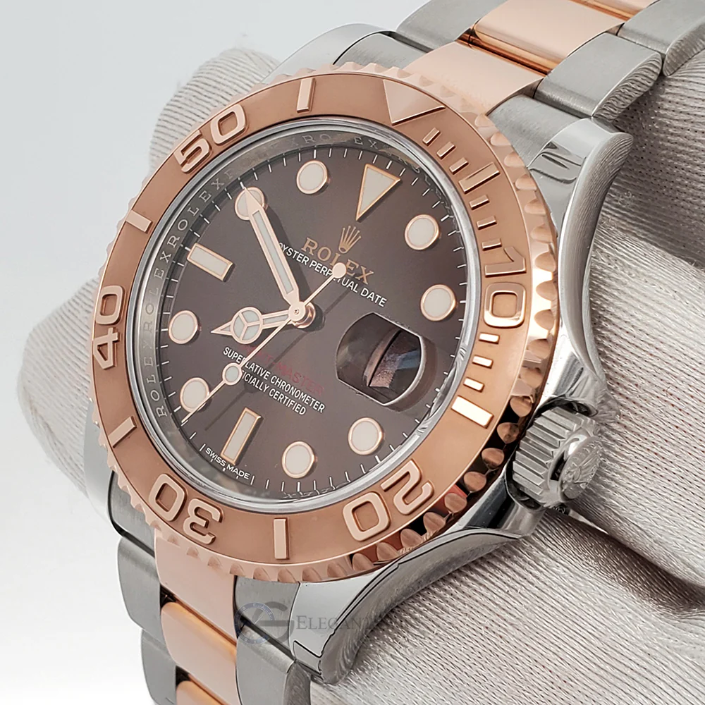 Rolex Yacht-Master 40mm Chocolate Dial 2-Tone Rose Gold/Steel Watch 116621 Box Papers