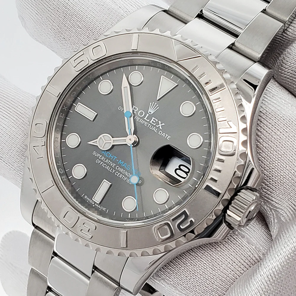 Rolex Yacht-Master 40mm Dark Rhodium Platinum Bezel Steel Watch 116622 Box Papers - Image 2