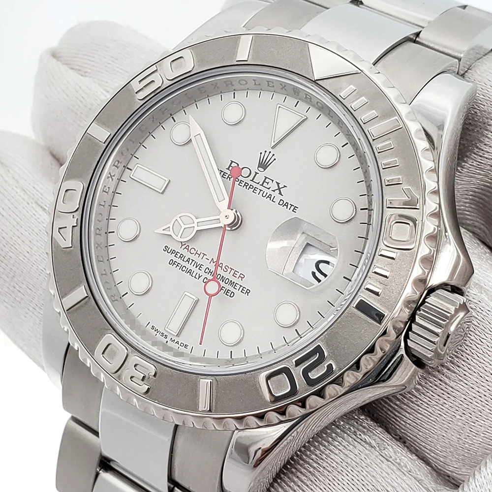 Rolex Yacht-Master 40mm Platinum Bezel Steel Watch 16622 Box Papers - Image 2