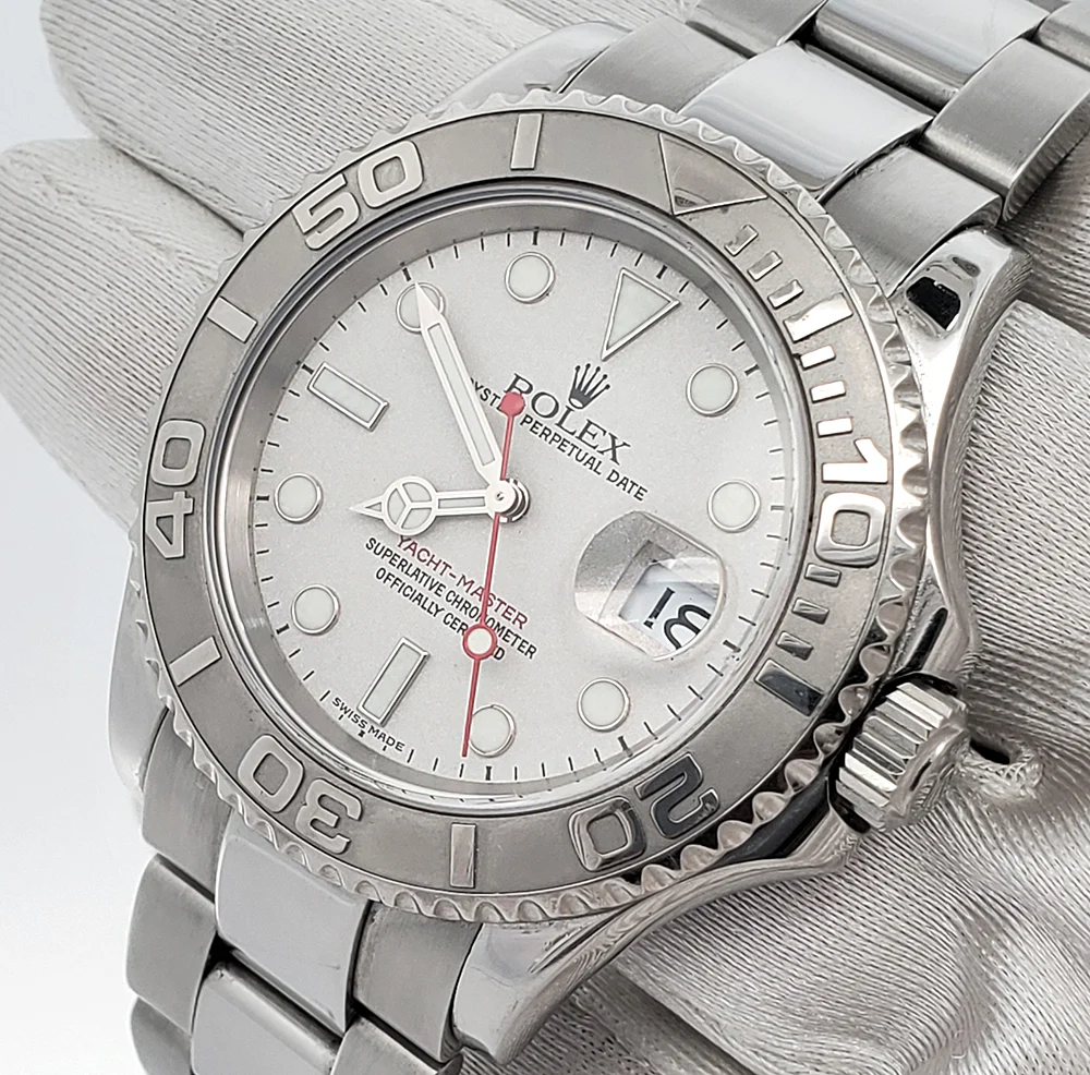 Rolex Yacht-Master 40mm Platinum Bezel Steel Watch 16622 Box Papers - Image 2