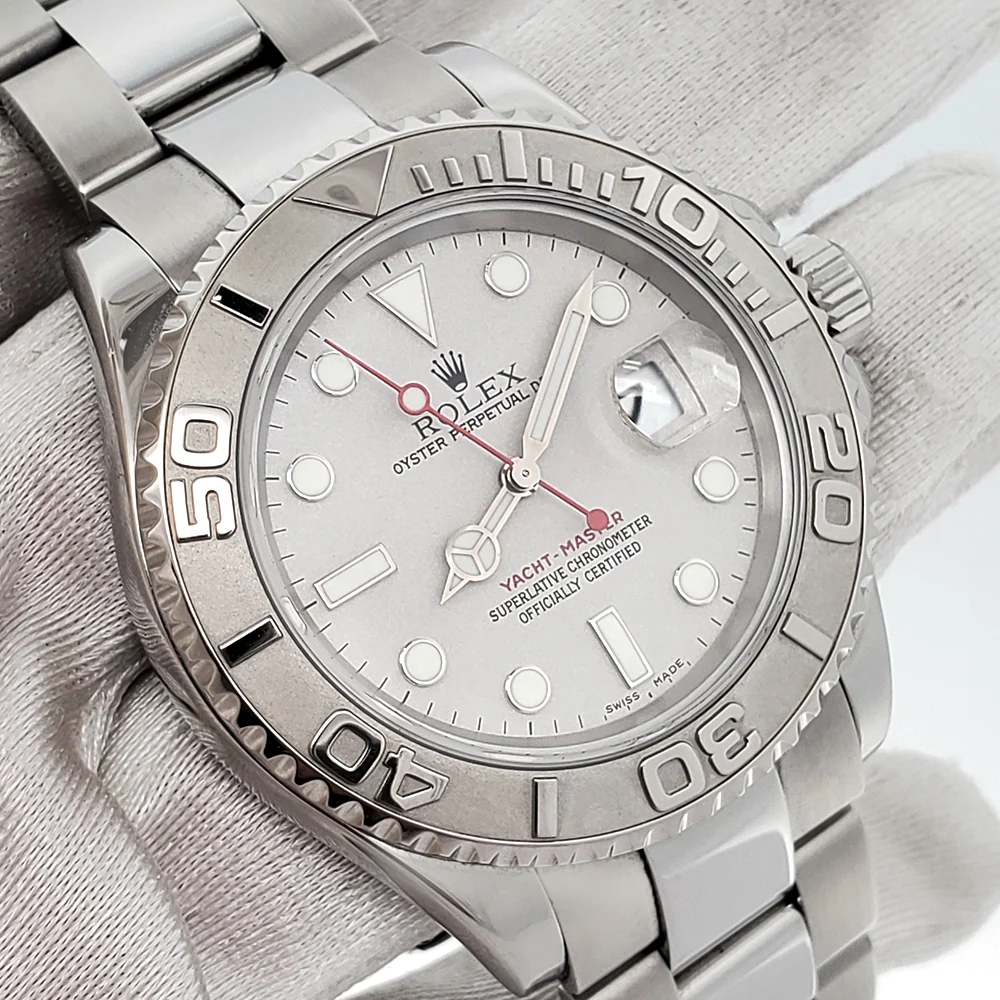Rolex Yacht-Master 40mm Platinum Bezel Steel Watch 16622 Box Papers - Image 3