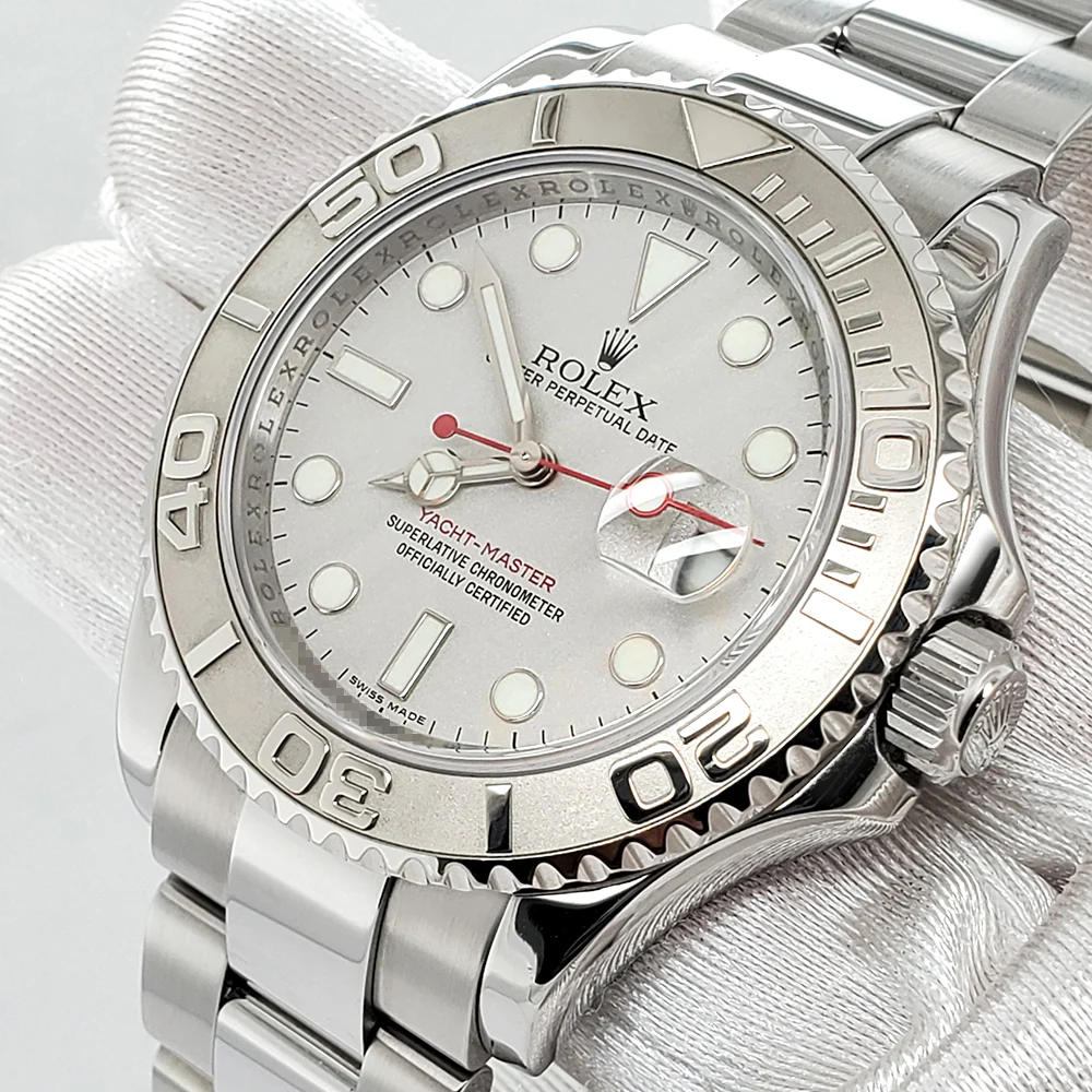 Rolex Yacht-Master 40mm Platinum Bezel Steel Watch 16622 Box Papers/Service card - Image 2