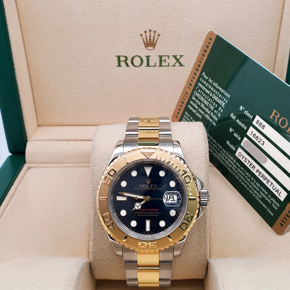 2009 Rolex Yacht-Master Blue Dial Yellow Gold/Steel 40mm Watch 16623 Box Papers - Image 3