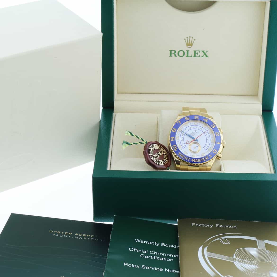 Rolex Yacht-Master II 18K Yellow Gold Blue Ceramic Bezel 44MM Automatic Mens Watch 116688 - Image 3
