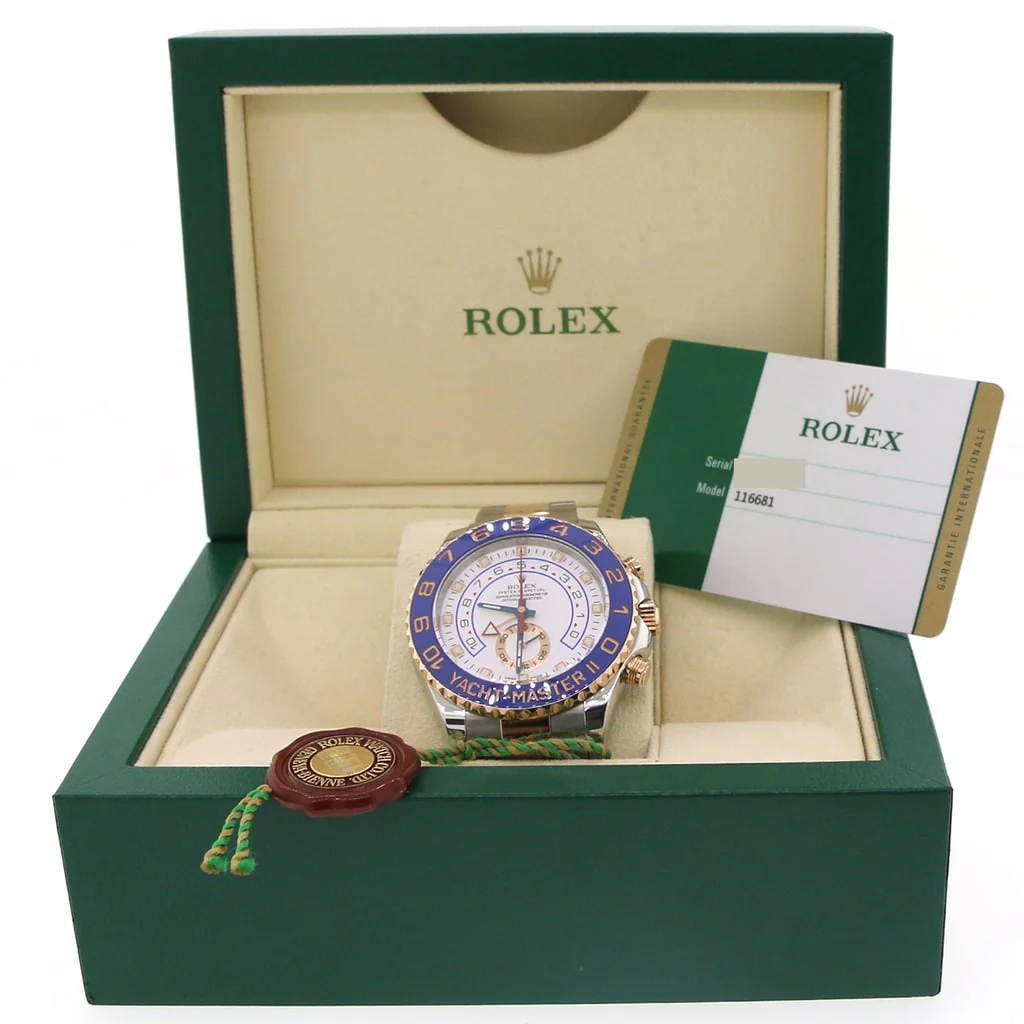 Rolex Yacht-Master II 44MM 2-Tone Rose Gold/Steel Oyster Watch W/Blue Ceramic Bezel Box&Papers 116681 - Image 3