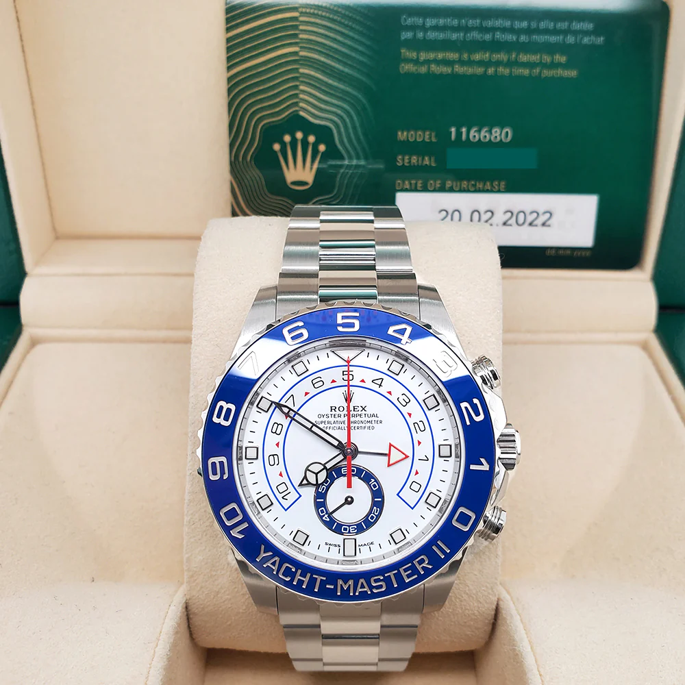 Rolex Yacht-Master II 44mm Blue Cerachrom Bezel Oyster Steel Watch 116680 Box Papers 2022 - Image 3