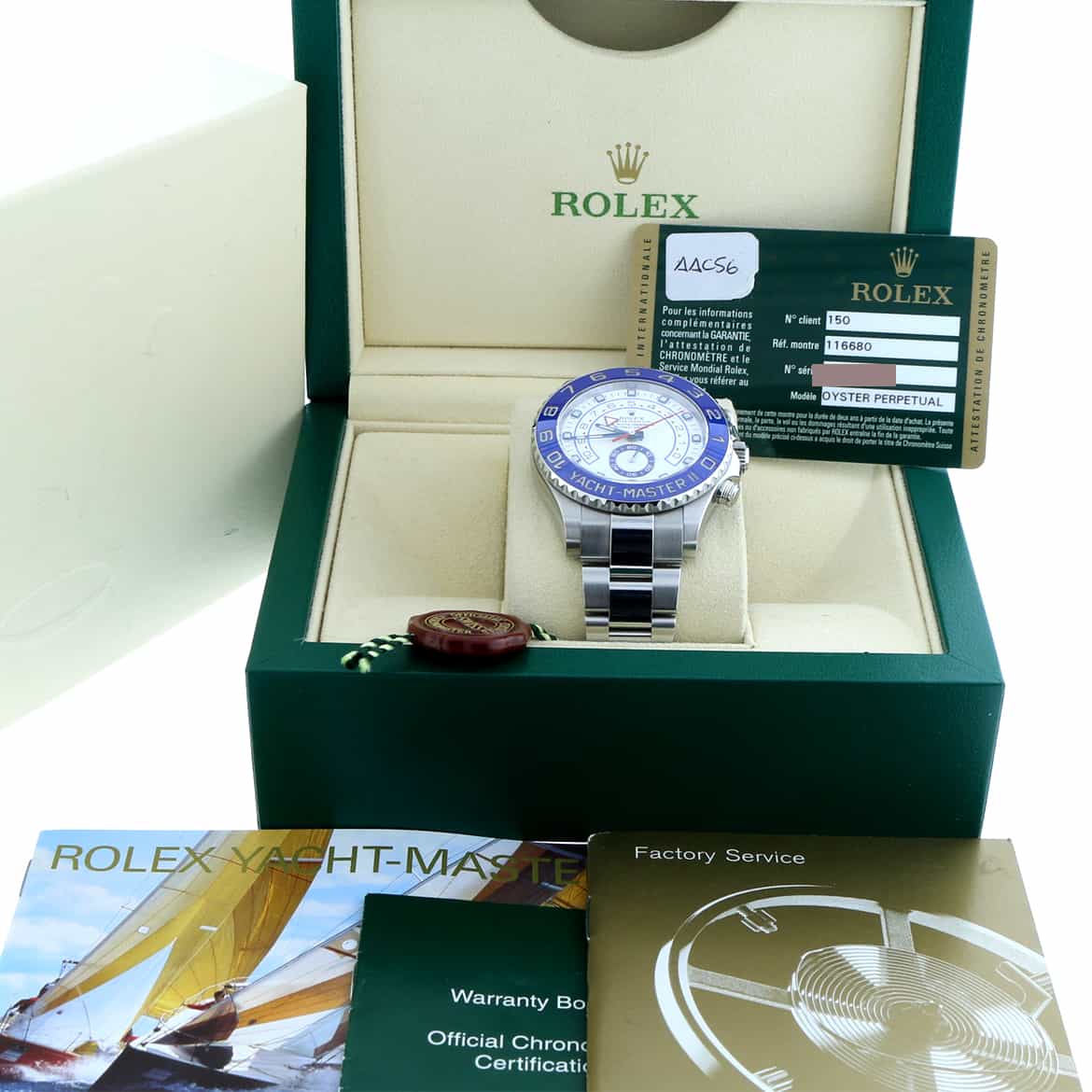 Rolex Yacht-Master II White Dial Blue Ceramic Bezel 44MM Automatic Stainless Steel Mens Watch 116680 - Image 3