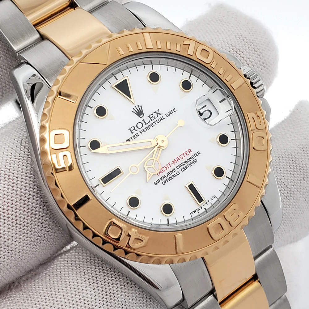 Rolex Yacht-Master Midsize 35mm White 2-tone Yellow Gold/Steel Watch 68623 - Image 2
