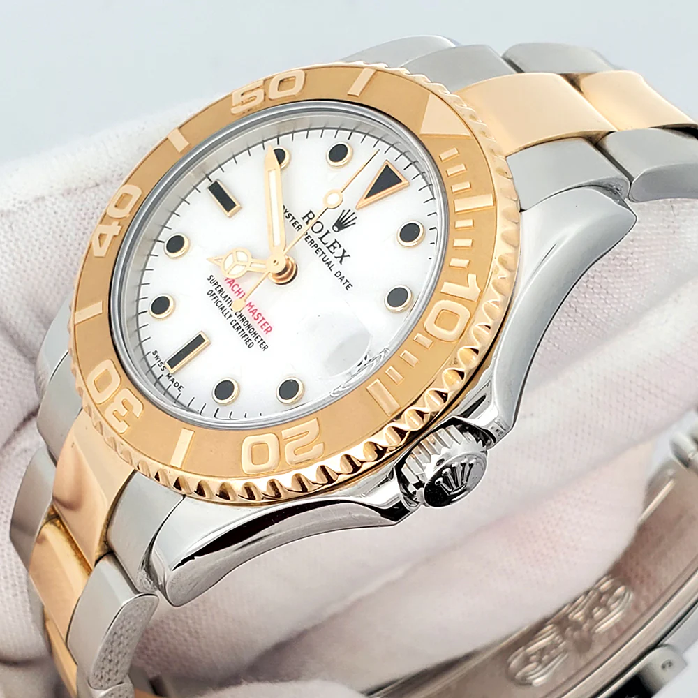 Rolex Yacht-Master Midsize 35mm White Dial Yellow Gold Steel Watch 168623 - Image 2