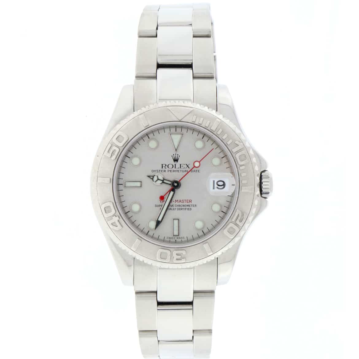 Rolex Yacht-Master Midsize Platinum Dial & Bezel 35MM Automatic Stainless Steel Watch 168622