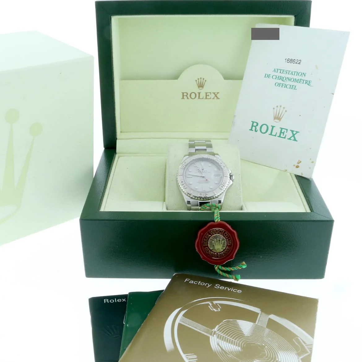 Rolex Yacht-Master Midsize Platinum Dial & Bezel 35MM Automatic Stainless Steel Watch 168622 - Image 3