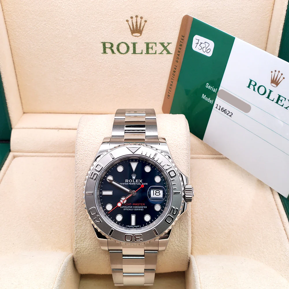 Rolex Yacht-Master Platinum Bezel/Blue Dial Steel 40mm Watch 116622 Box Papers - Image 3