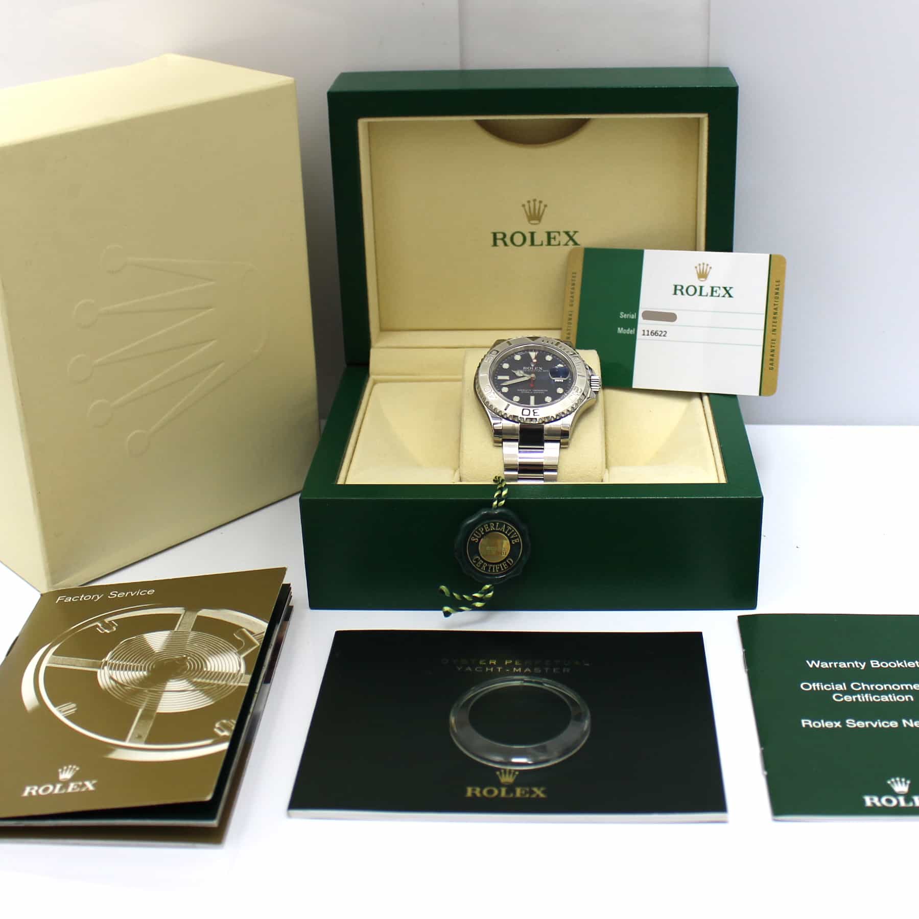 Rolex Yacht-Master Platinum & Stainless Steel 40MM Blue Dial Automatic Mens Watch 116622 Unworn - Image 3